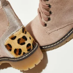 Enfant Apologie Boots en Velours de Cuir Nina beige rosé