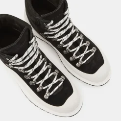 Femme Diemme Boots en Velours de Cuir Roccia noir/blanc