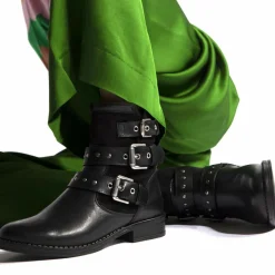 New Cosmoparis Boots fourrées en Cuir et Velours de Cuir Fitelo noires