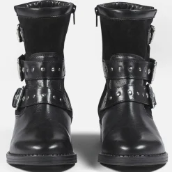 New Cosmoparis Boots fourrées en Cuir et Velours de Cuir Fitelo noires