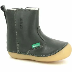 Enfant Kickers Boots fourrées en Cuir Socool Cho kaki