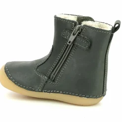 Enfant Kickers Boots fourrées en Cuir Socool Cho kaki