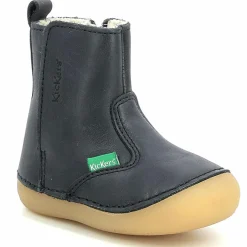 Clearance Kickers Boots fourrées en Cuir Socool marine