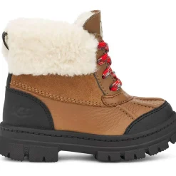 Enfant Ugg Boots fourrées en Velours de Cuir Ashton marron