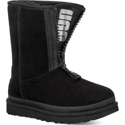 Femme Ugg Boots fourrées en Velours de Cuir Classic Short Zipper noires