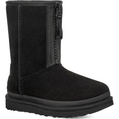 Femme Ugg Boots fourrées en Velours de Cuir Classic Short Zipper noires
