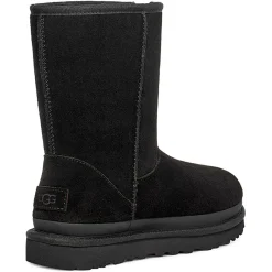 Femme Ugg Boots fourrées en Velours de Cuir Classic Short Zipper noires