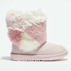 Ugg Boots fourrées Laine & Fausse Fourrure en Velours de Cuir Classic Short Patchwork Fluff rose clair