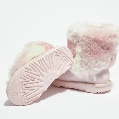 Ugg Boots fourrées Laine & Fausse Fourrure en Velours de Cuir Classic Short Patchwork Fluff rose clair
