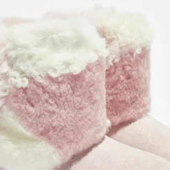 Ugg Boots fourrées Laine & Fausse Fourrure en Velours de Cuir Classic Short Patchwork Fluff rose clair