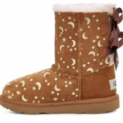 Enfant Ugg Boots fourrées Laine Bailey Bo Moon motif étoiles camel