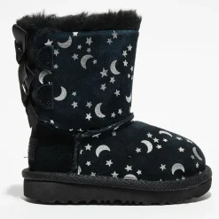 Enfant Ugg Boots fourrées Laine Bailey BoMoon motif étoiles noir/argenté