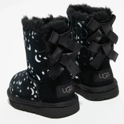 Enfant Ugg Boots fourrées Laine Bailey BoMoon motif étoiles noir/argenté