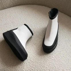 Sale Flattered Boots fourrées Laine en Cuir Aria blanches