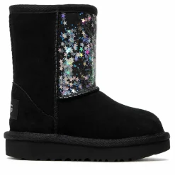 Hot Ugg Boots fourrées Laine en Velours de Cuir Glitter noires