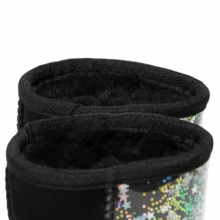 Hot Ugg Boots fourrées Laine en Velours de Cuir Glitter noires