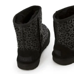 New Ugg Boots fourrées Laine en Velours de Cuir Classic II Glitter Léopard noires