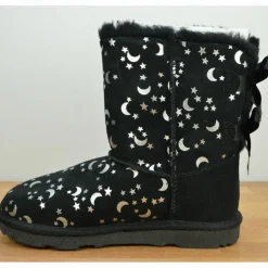 Enfant Ugg Boots fourrées Laine en Velours de cuir Bailey BoMoon and Stars noires