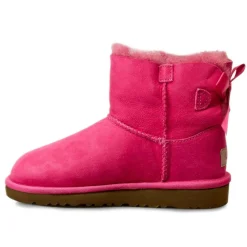 Hot Ugg Boots fourrées Laine en Velours de Cuir Mini Bailey Bow fuchsia