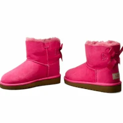 Hot Ugg Boots fourrées Laine en Velours de Cuir Mini Bailey Bow fuchsia
