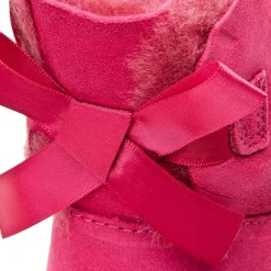 Hot Ugg Boots fourrées Laine en Velours de Cuir Mini Bailey Bow fuchsia