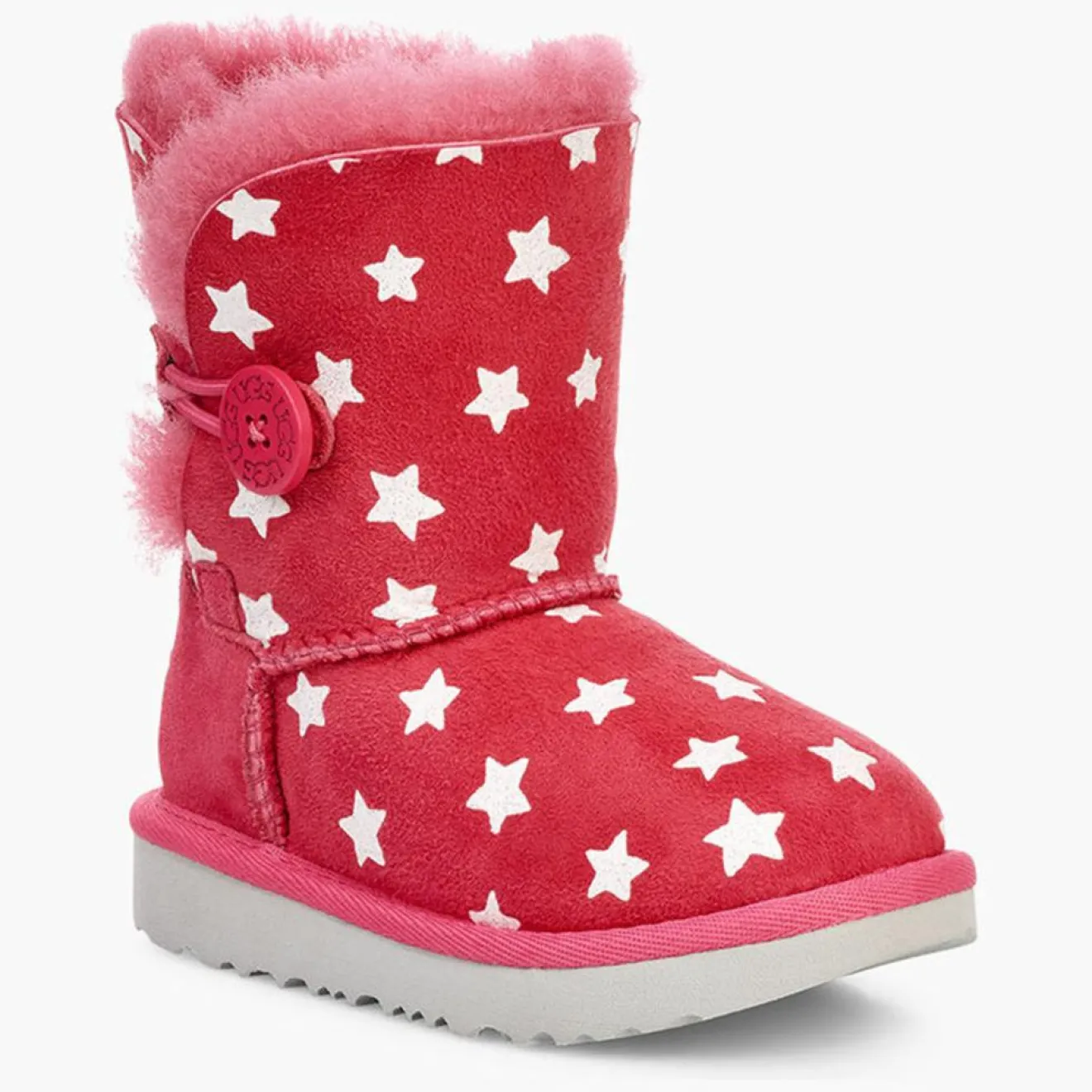 Clearance Ugg Boots fourrées Laine en Velours de cuir Bailey Button Starlight roses