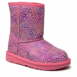 Online Ugg Boots fourrées Laine en Velours de Cuir Spots métallisé roses