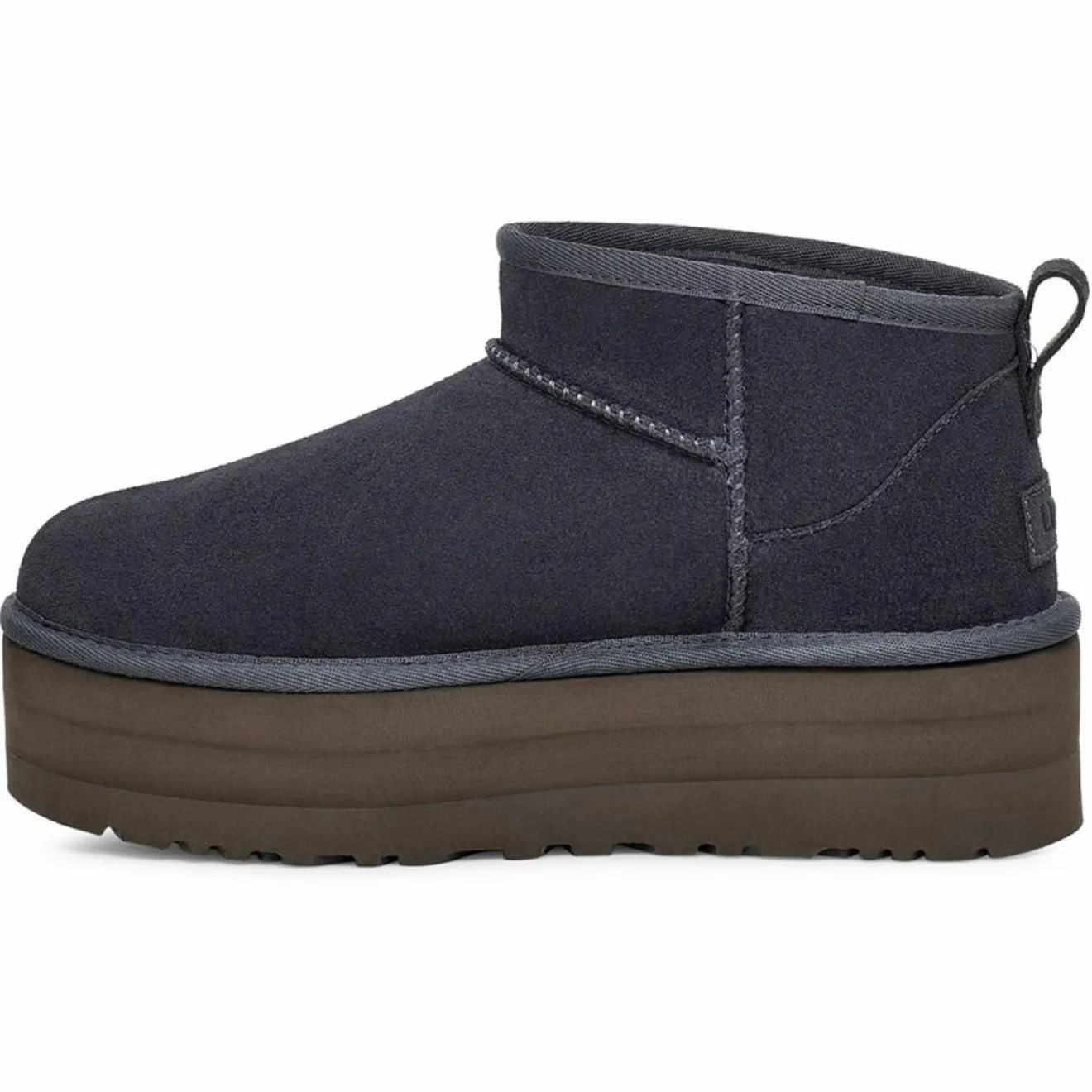 Femme Ugg Boots fourrées Laine en Velours de Cuir Classic Mini Platform marine