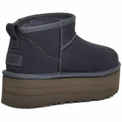 Femme Ugg Boots fourrées Laine en Velours de Cuir Classic Mini Platform marine