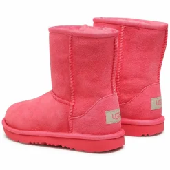 Enfant Ugg Boots fourrées Laine en Velours de Cuir Classic II roses