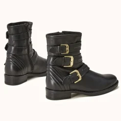 Clearance Cosmoparis Boots motardes en Cuir Futille noires