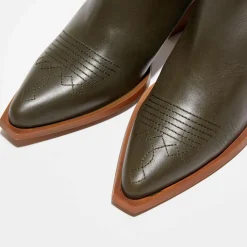 Femme Apologie Boots santiags en Cuir Lila kaki - Talon 7,5 cm