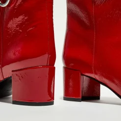 Femme Free Lance Bottes en Cuir Billi à multiples zips bordeaux - Talon 5 cm