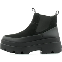Outlet Ugg Bottes en Cuir Brisbane Chelsea noires - Talon 6.3 cm