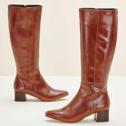 Femme Cosmoparis Bottes en Cuir Carlotine Cognac