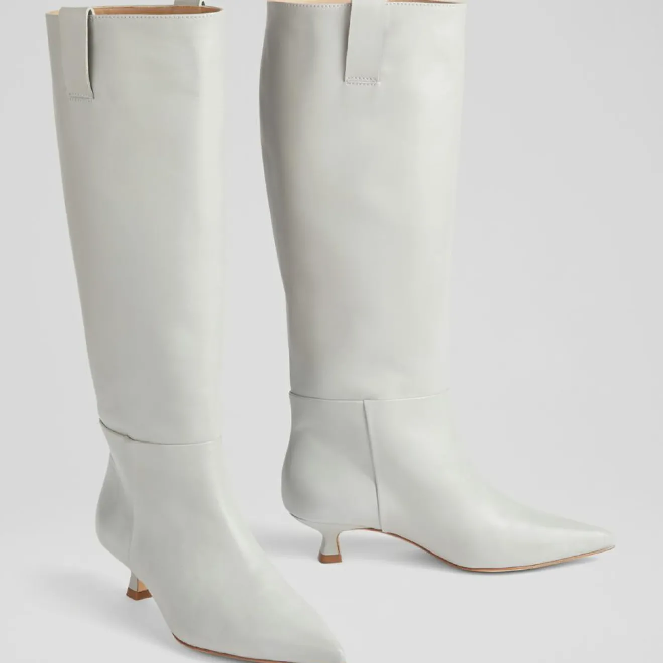 Femme L.K. Bennett Bottes en Cuir Eden gris clair - Talon 4,5 cm