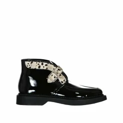 Homme Saint Laurent Bottes en cuir et fourrure noires