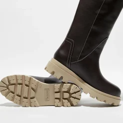 Femme Flattered Bottes en Cuir Luna marron foncé