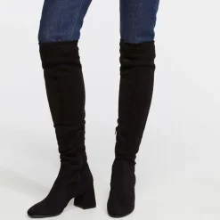 New Galeries Lafayette Bottes en Cuir stretch noires - Talon 7 cm
