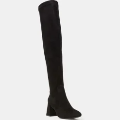 New Galeries Lafayette Bottes en Cuir stretch noires - Talon 7 cm