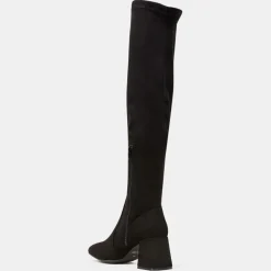 New Galeries Lafayette Bottes en Cuir stretch noires - Talon 7 cm