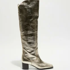 Outlet Free Lance Bottes en Cuir Tessa champagne - Talon 5 cm