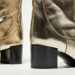 Outlet Free Lance Bottes en Cuir Tessa champagne - Talon 5 cm