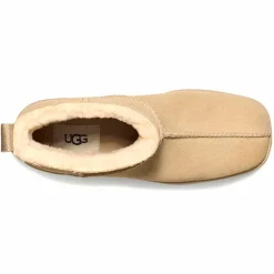 Discount Ugg Bottes en Velours de Cuir New Heights Platform Mini beiges - Talon 11,4 cm