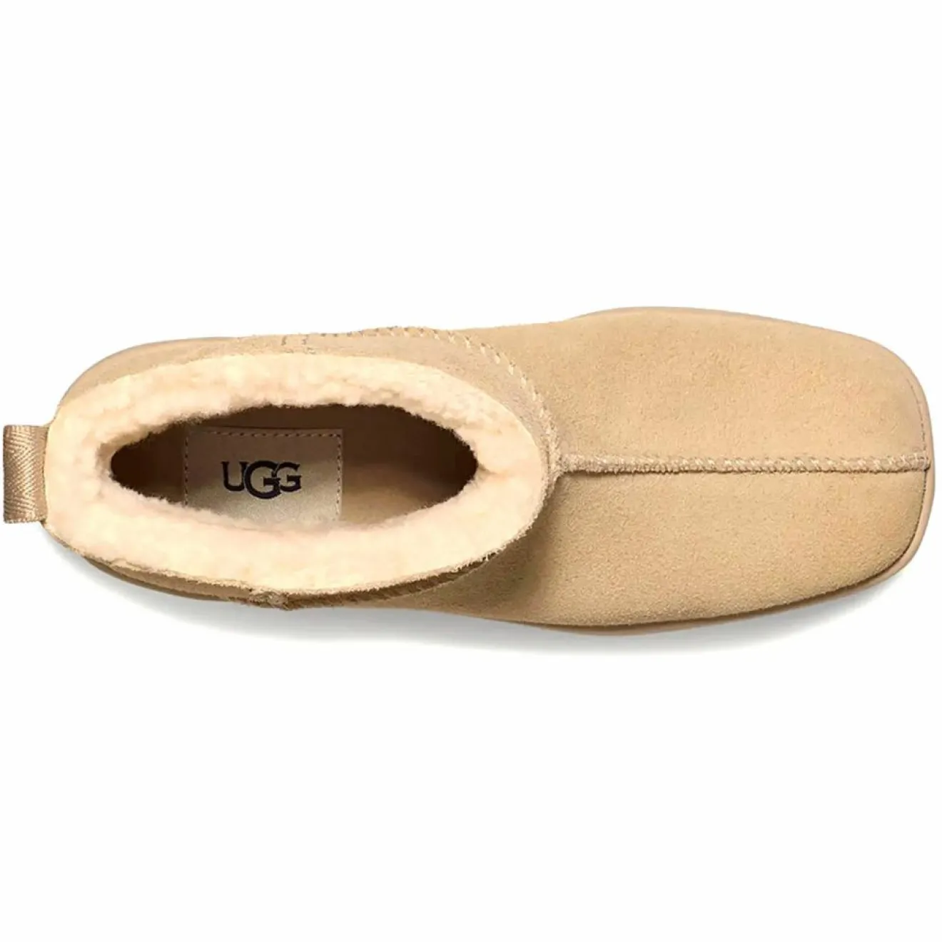 Discount Ugg Bottes en Velours de Cuir New Heights Platform Mini beiges - Talon 11,4 cm