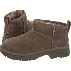 Sale Ugg Bottes en Velours de Cuir Ultra Mini New Heights marron