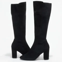 Stuart Weitzman Bottes en Velours de Cuir & Textile Livia noires - Talon 8,5 cm