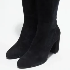 Stuart Weitzman Bottes en Velours de Cuir & Textile Livia noires - Talon 8,5 cm