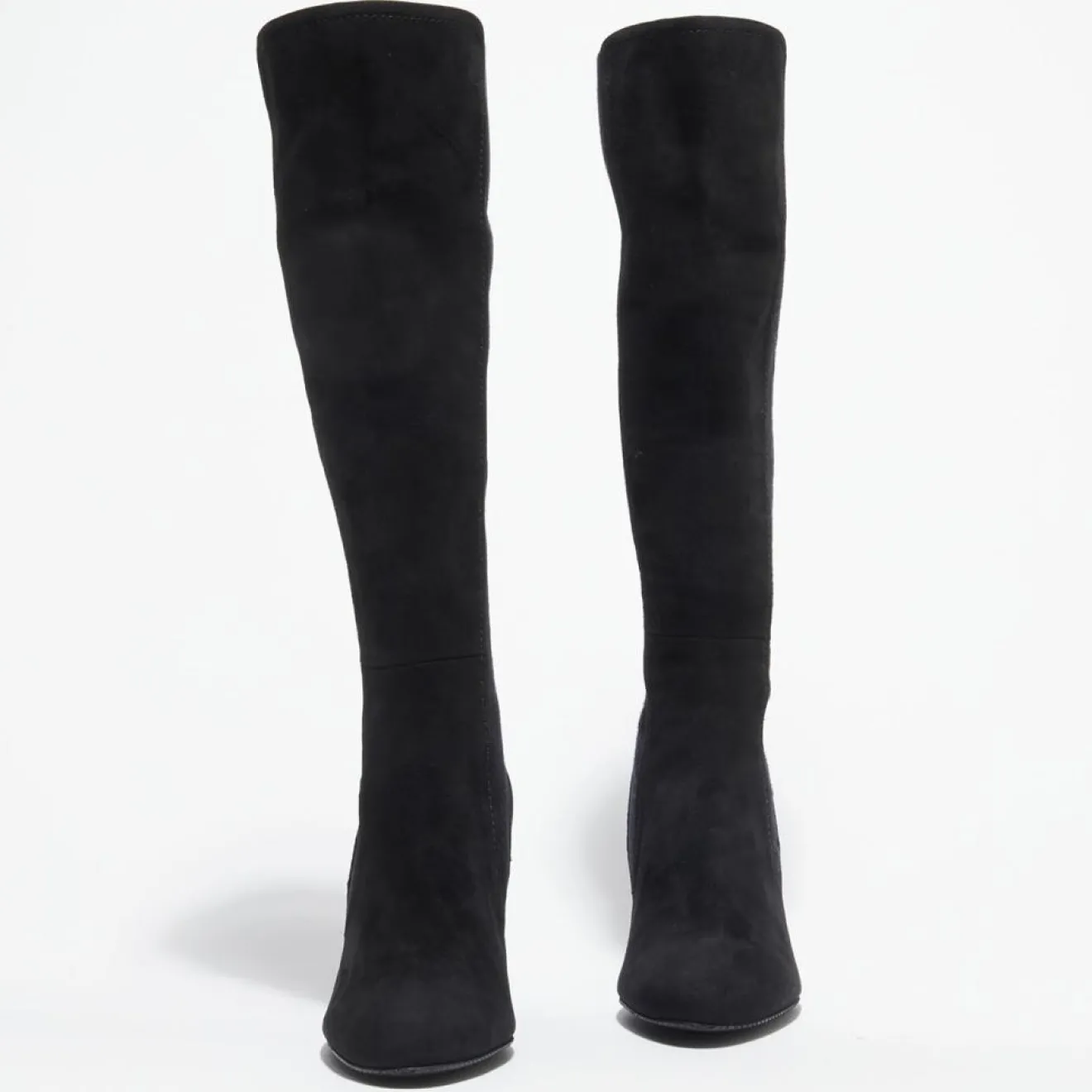 Stuart Weitzman Bottes en Velours de Cuir & Textile Livia noires - Talon 8,5 cm