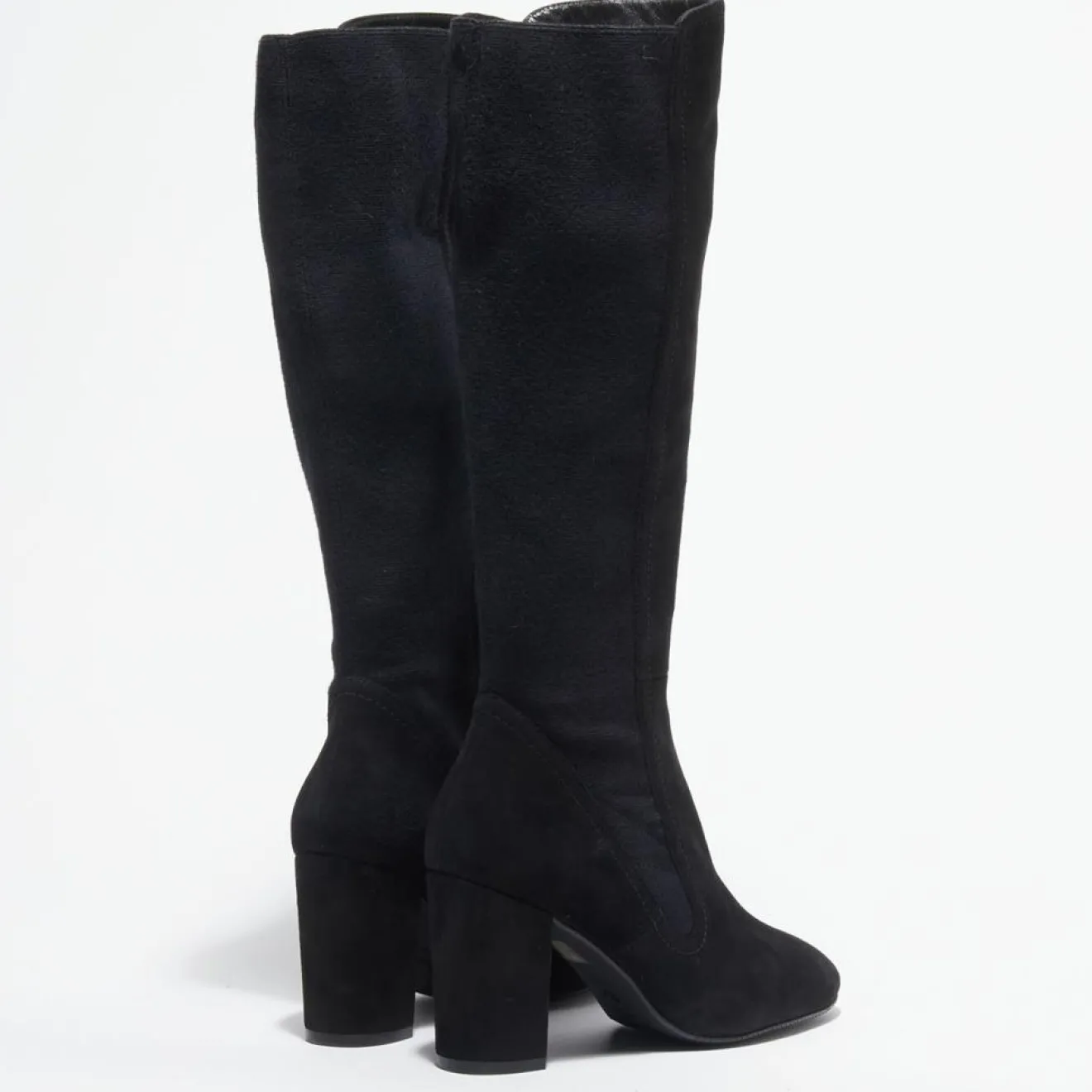 Stuart Weitzman Bottes en Velours de Cuir & Textile Livia noires - Talon 8,5 cm